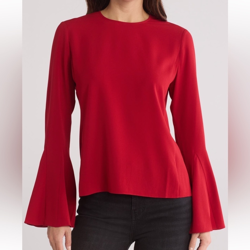 NWT FRAME RED LONG SLEEVE TOP WITH BELL SLEEVES